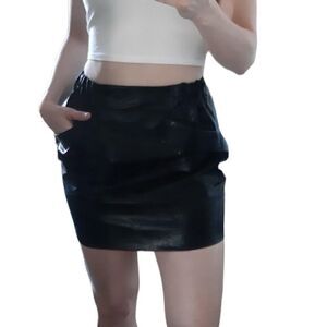Zara Black Faux Leather Mini Skirt(Size Medium)